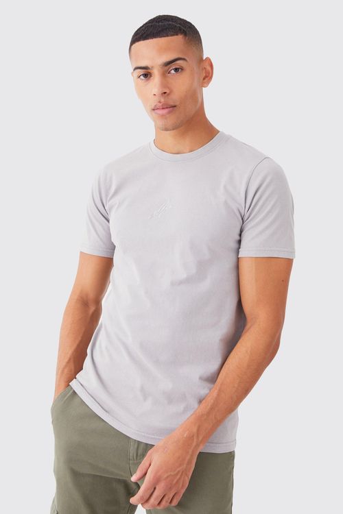 Mens Grey Slim Fit Man Washed...