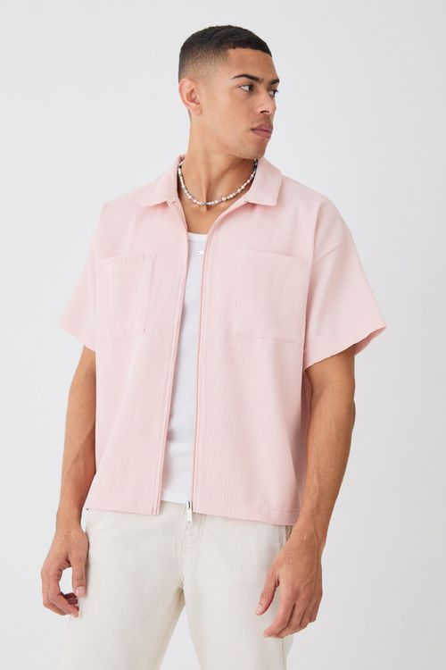 Men's Pleated Boxy Zip...