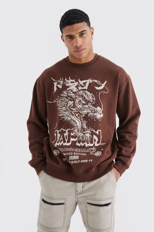 Mens Brown Oversized Graphic...