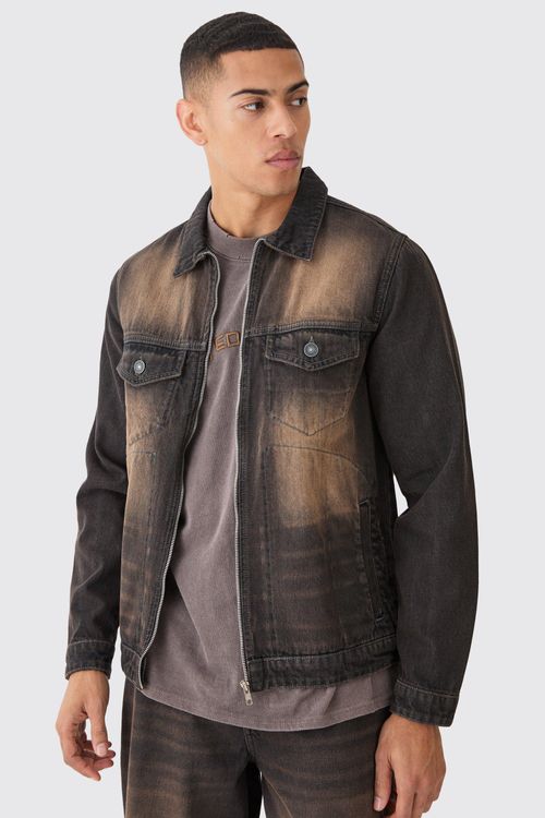 Men's Zip Through Washed...