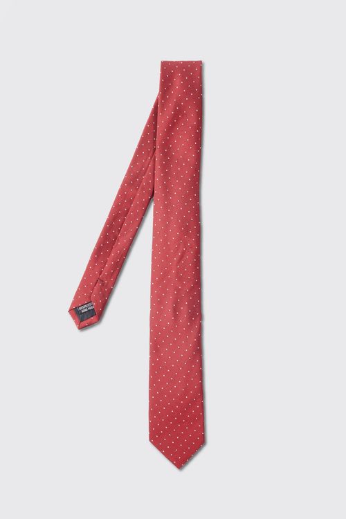 Mens Red Micro Polka Dot Slim...