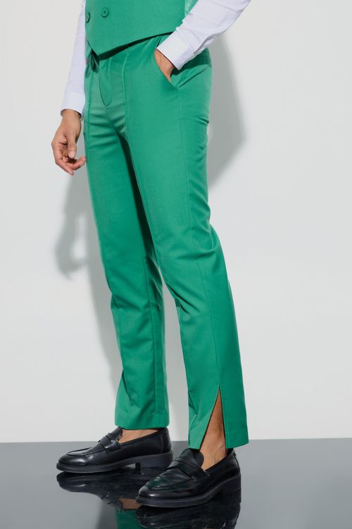 Mens Green Tailored Straight...