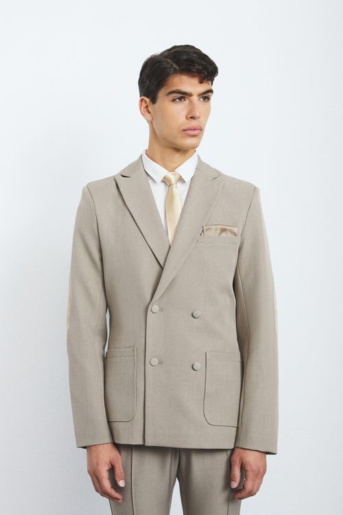 Mens Beige Textured Double...