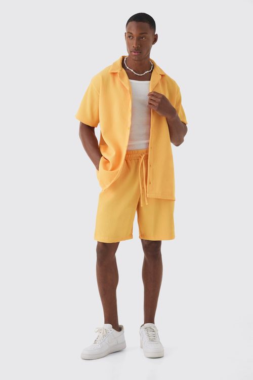 Mens Yellow Oversized Pleated...