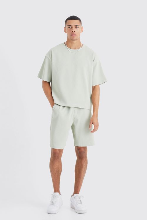 Mens Green Pleated Oversized...