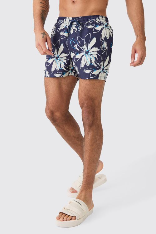 Mens Navy Short Length Flower...