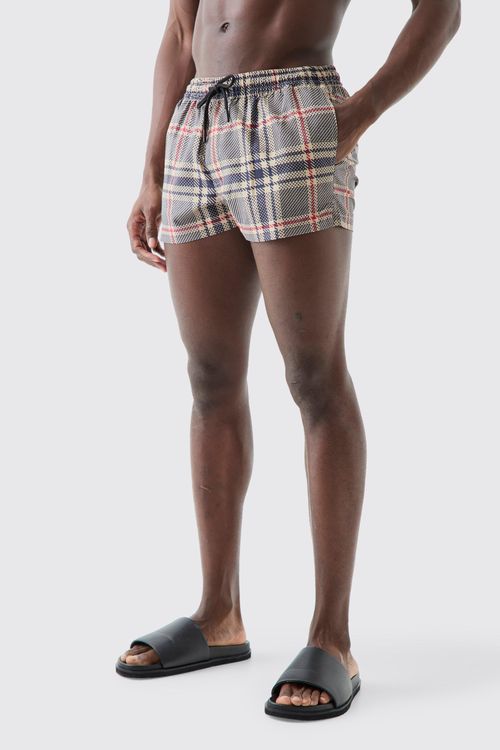 Mens Navy Super Short Check...