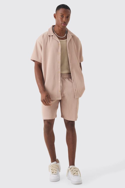 Mens Beige Oversized Short...