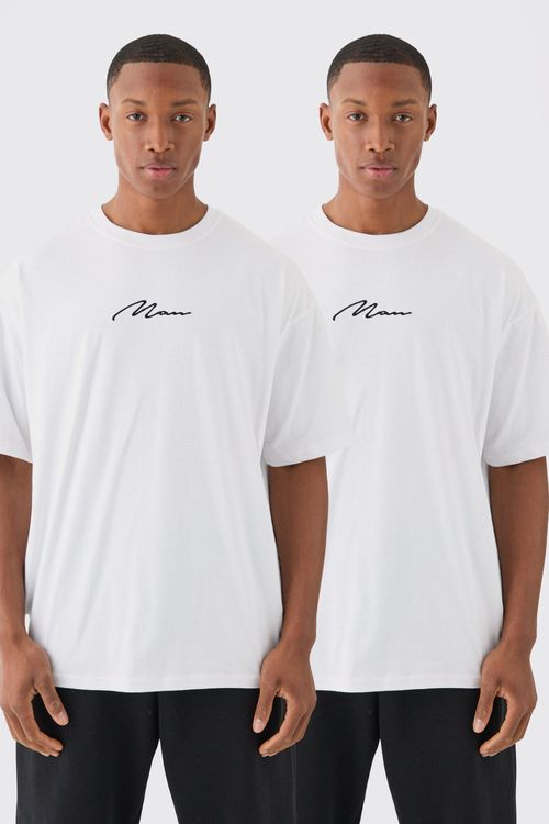 Mens White 2 Pack Man...