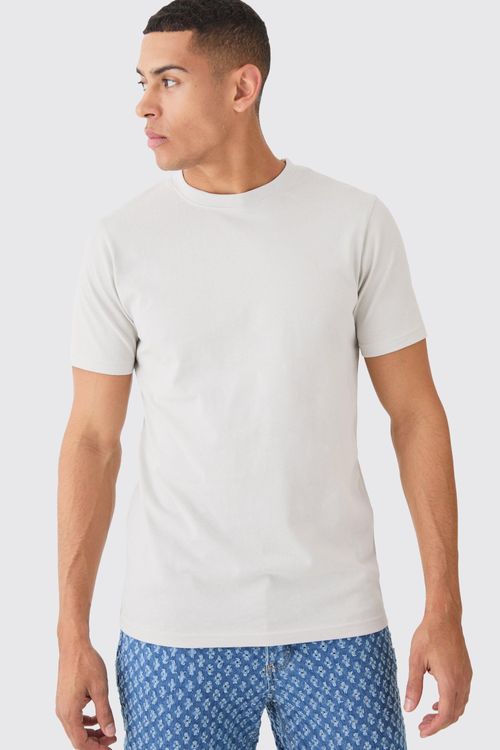 Mens Grey Slim Basic T-shirt,...