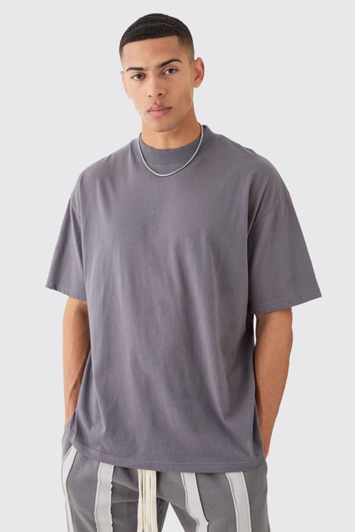 Mens Grey Oversized Extended...