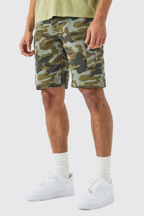 Mens Green Camo Fixed Waist...