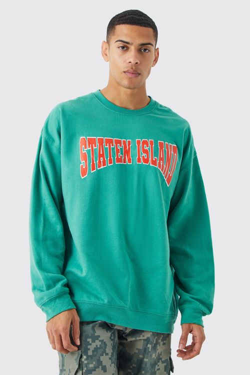 Mens Green Oversized Varsity...