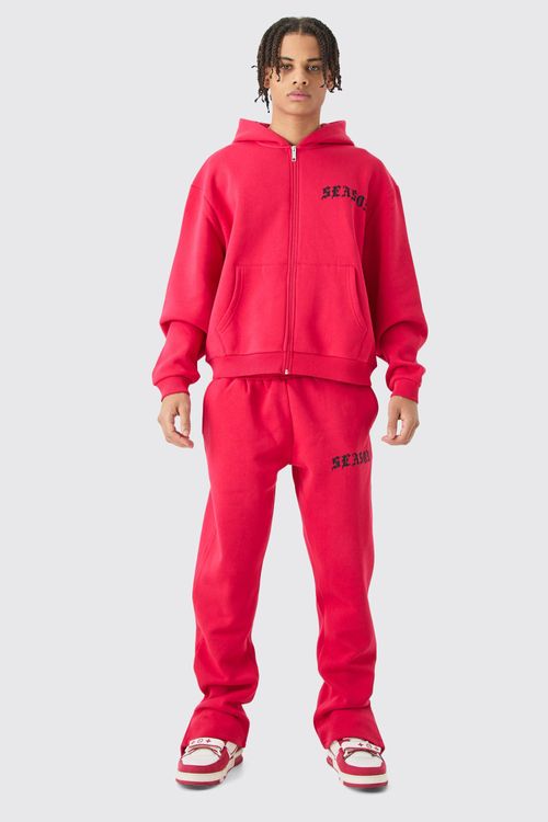 Mens Red Oversized Boxy Zip...