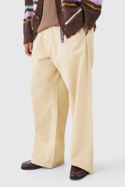 Mens Beige Fixed Waist...