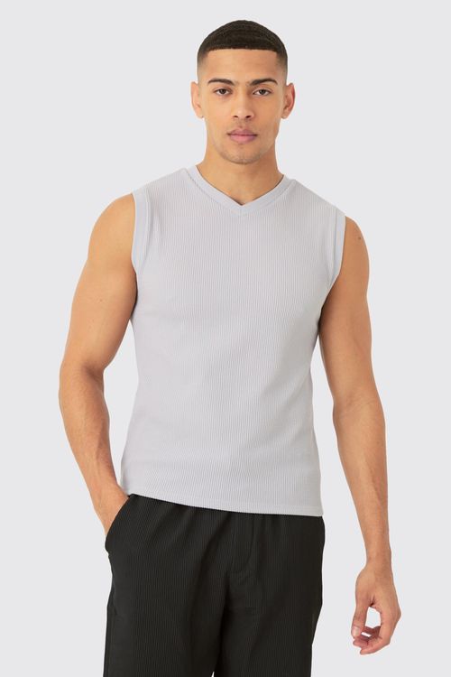 Mens Grey Muscle Fit Brushed...