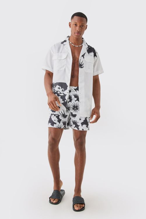 Mens White Oversized Printed...