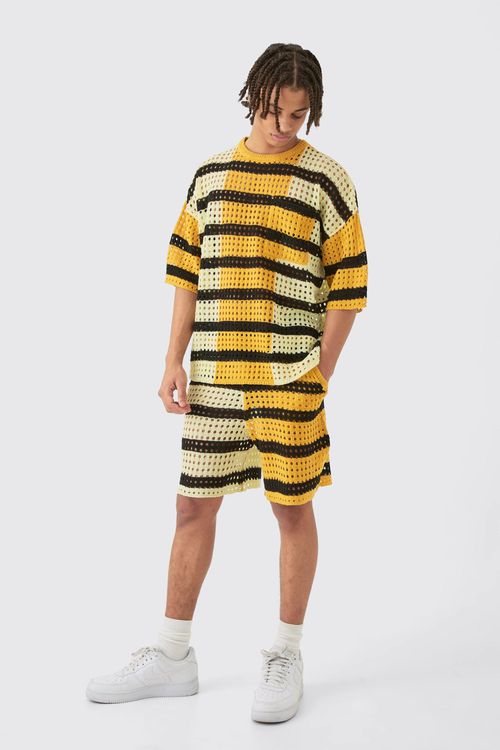 Mens Yellow Oversized Open...