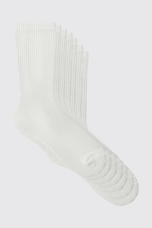 Mens White 7 Pack Plain Sport...