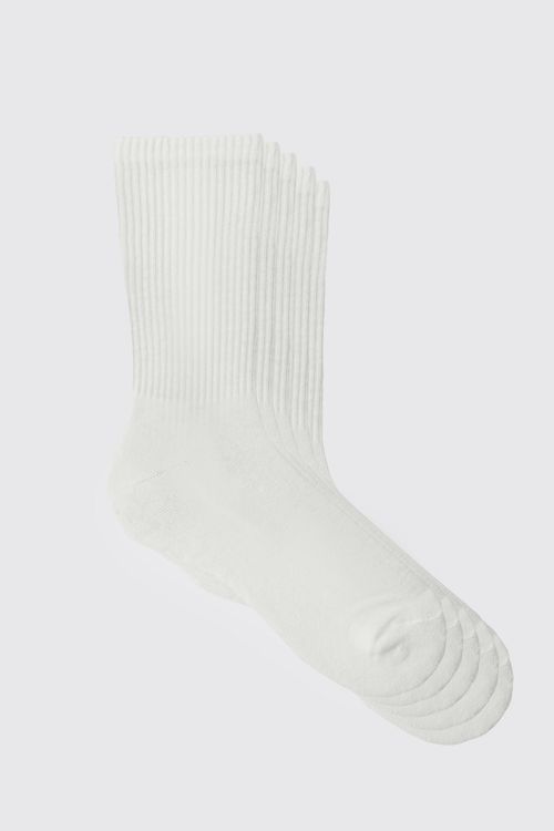 Mens White 5 Plain Sports...