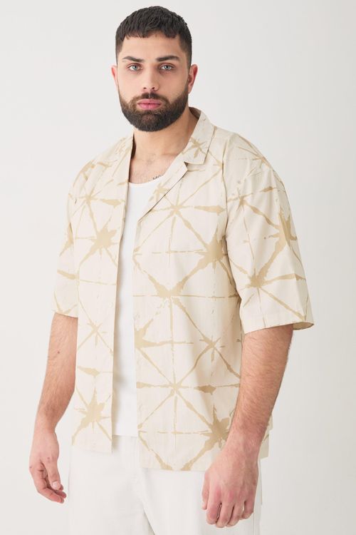 Mens Beige Plus Short Sleeve...