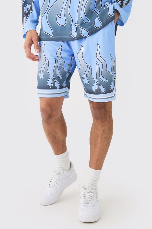 Mens Blue Flame Graphic Mesh...