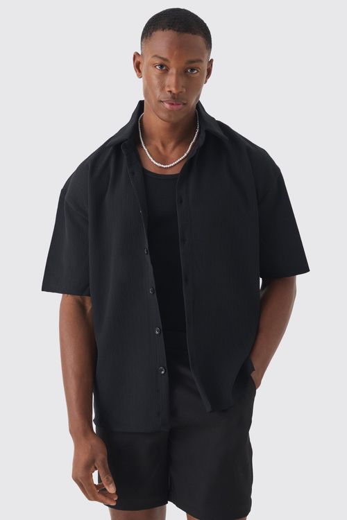 Mens Black Pleated Oversized...