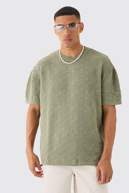 Mens Green Oversized Textured...