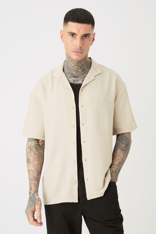 Mens Beige Tall Short Sleeve...