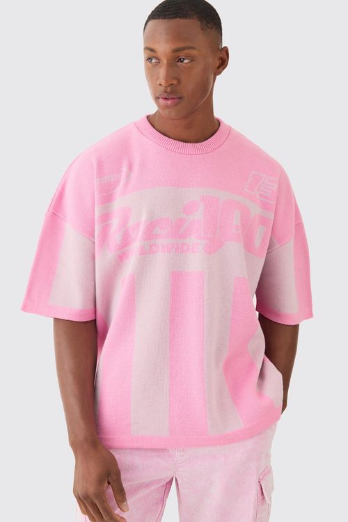 Mens Pink Oversized Moto...