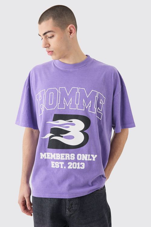 Mens Purple Oversized Washed...