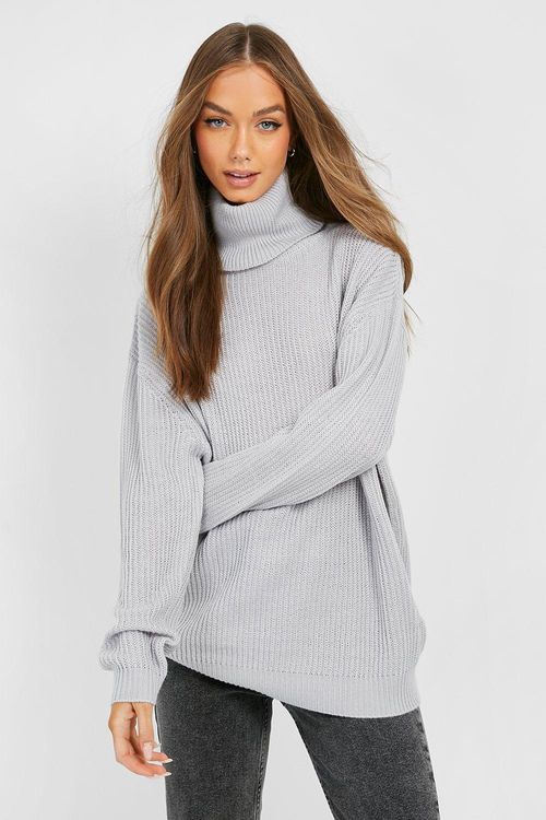 Knitted Roll Neck Longline Jumper