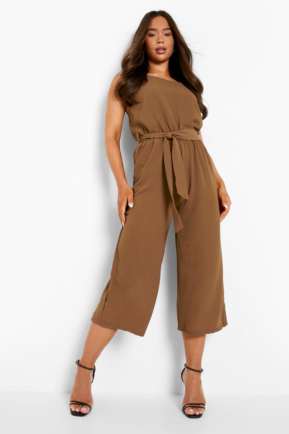 woven sleeveless culotte jumpsuit