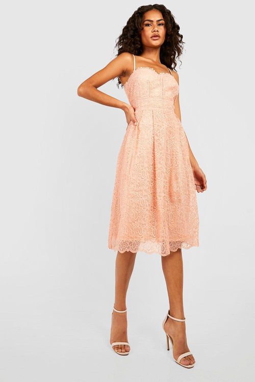 Boutique Crochet Lace Strappy Midi Dress