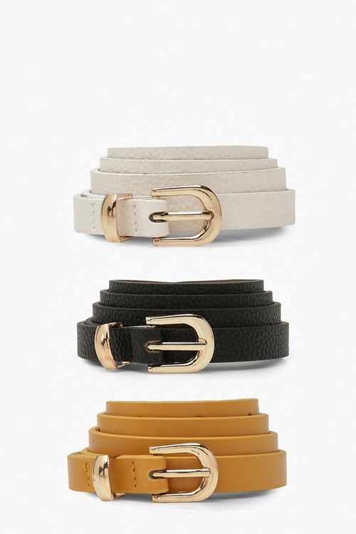 Womens 3 Pack Skinny Belt -...