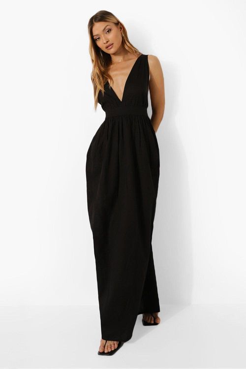 Petite Plunge Drape Maxi Dress