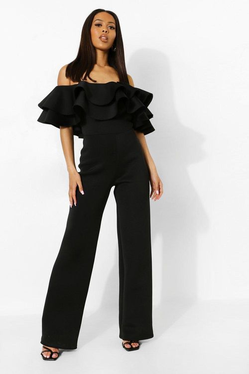 Womens Wide Leg Ruffle Bardot...