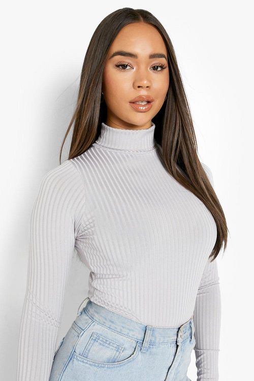 Buy Boohoo Contrast Ribbed Notch Neck Long Sleeves Bodysuit Top In