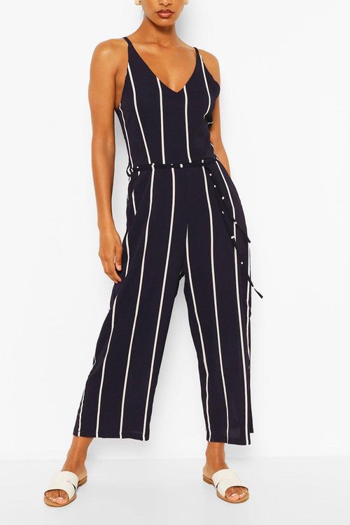 Womens Striped Jumpsuit -...