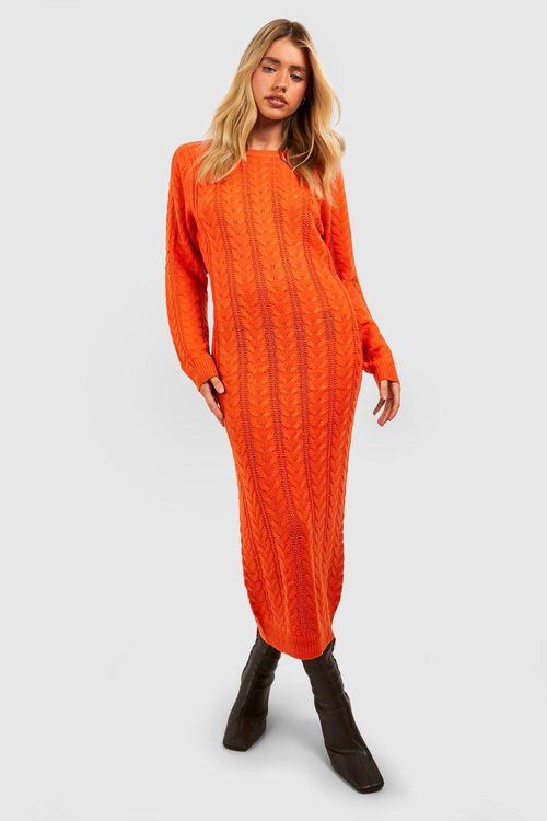 Womens Cable Knit Midi Dress...