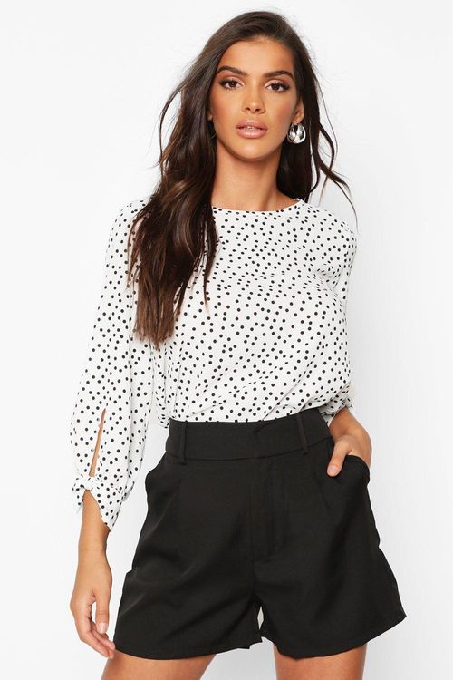 Womens Polka Dot Bow Sleeve...