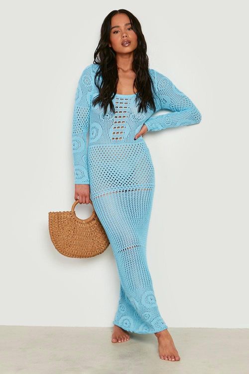 Petite Square Neck Long Sleeve Maxi Dress