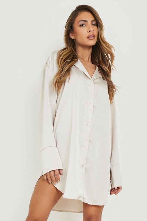 Satin Oversized Shirt Dress