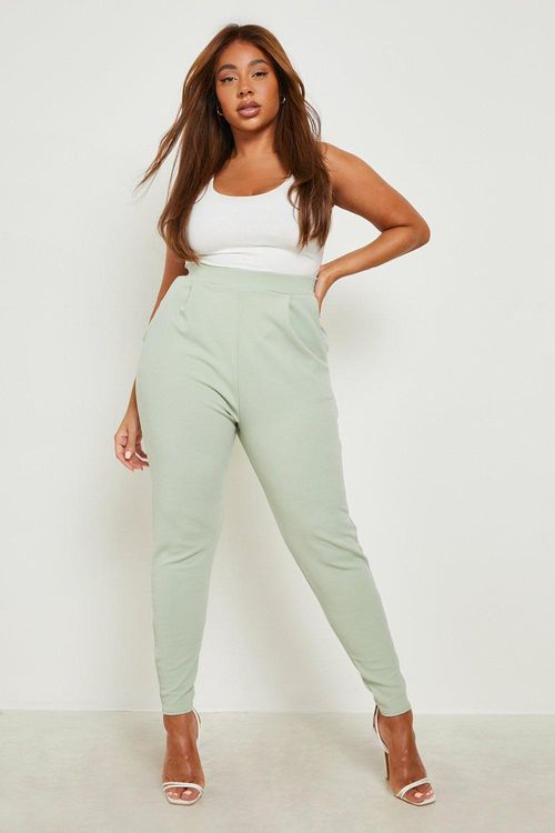Plus Woven Wrap Front Flare Trousers
