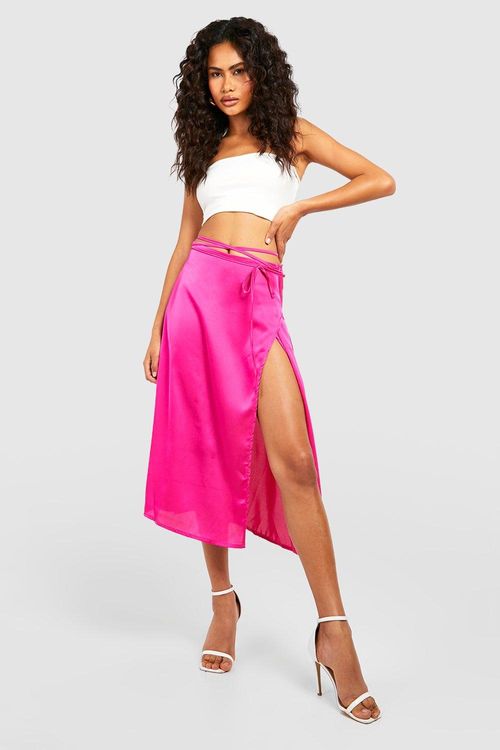 Satin Bias Midi Slip Skirt