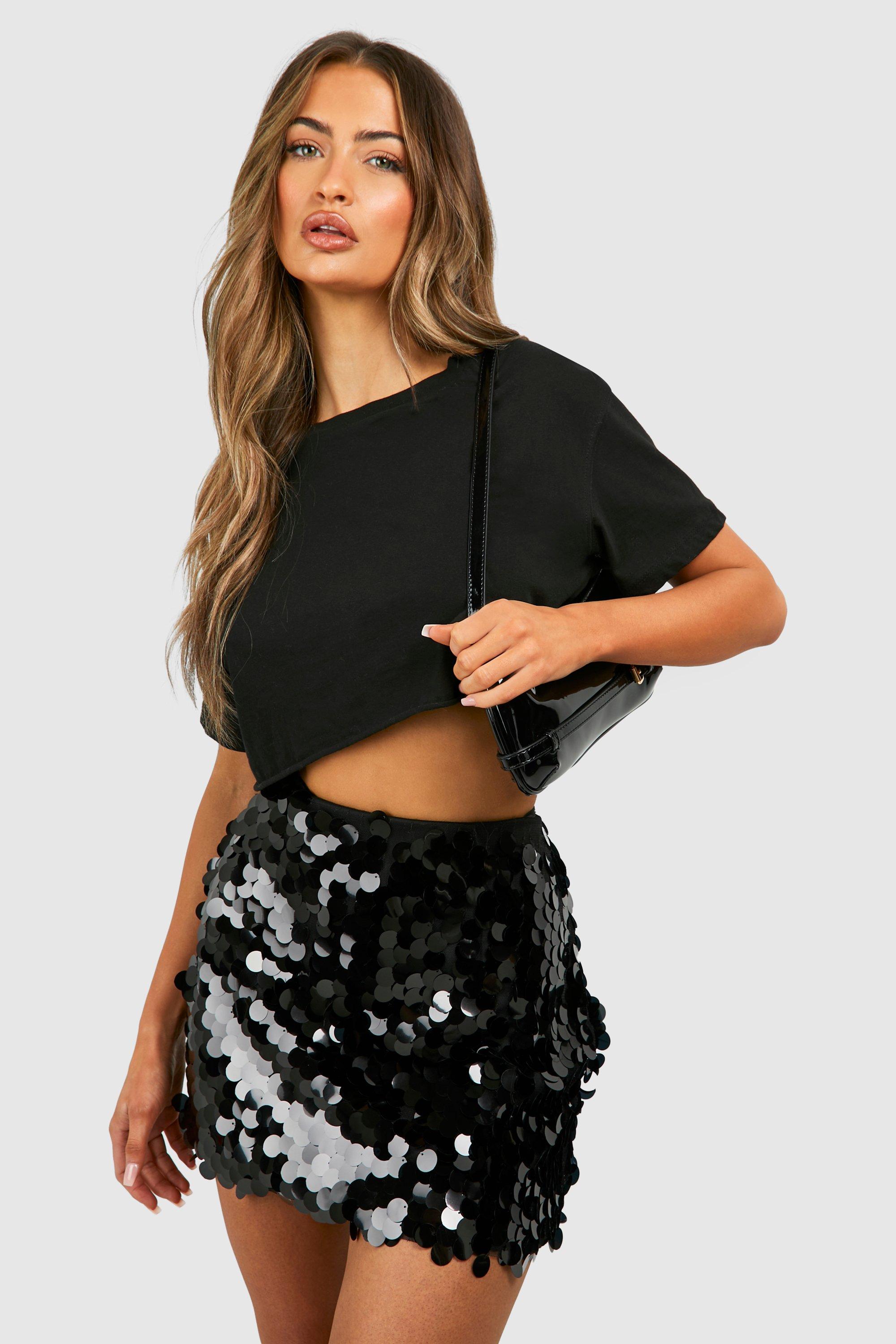 Sequin mini skirt online top