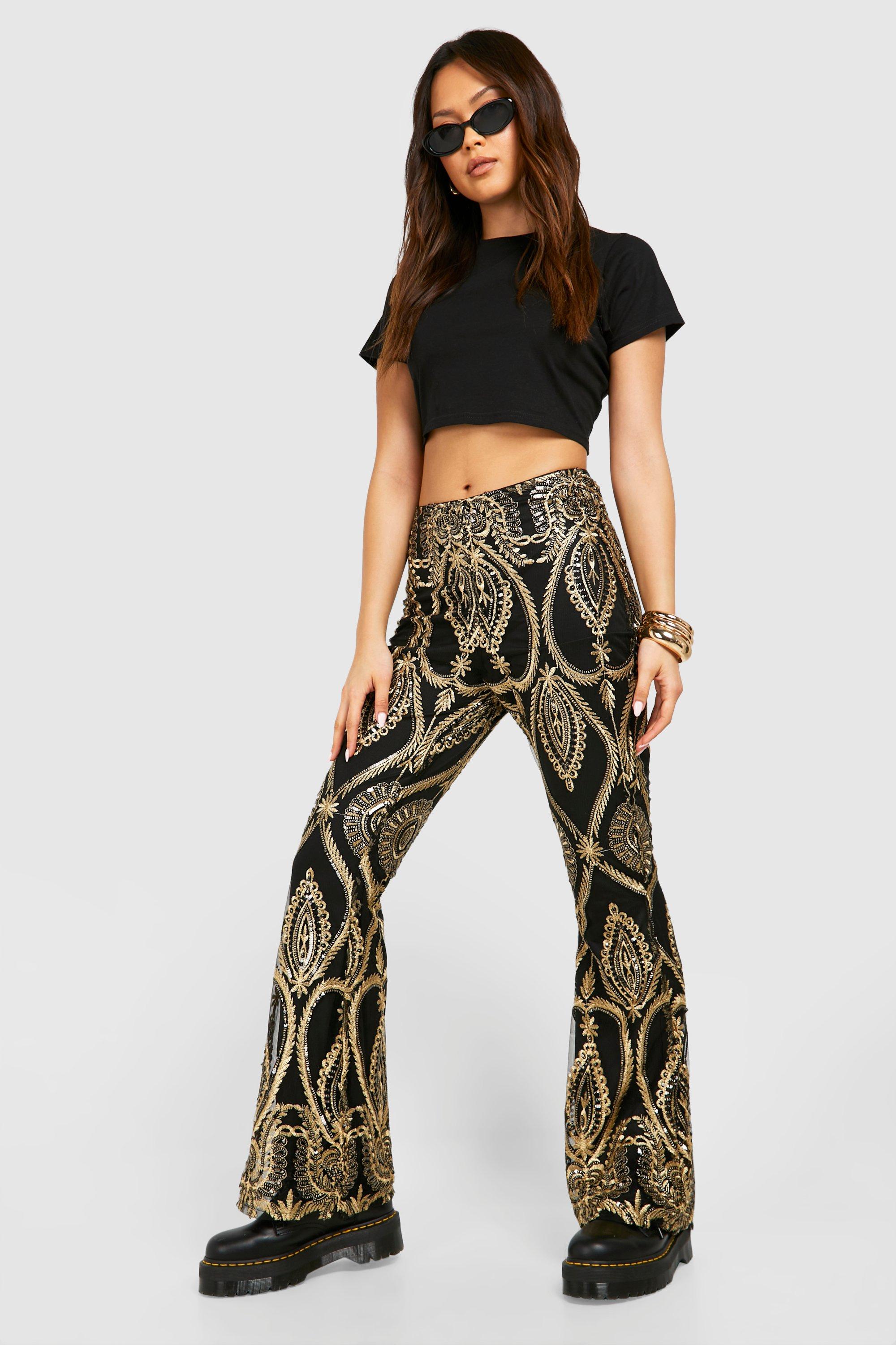 Festival Snake Sequin Flared Trousers | boohoo