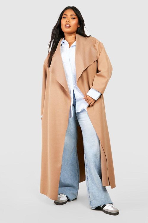 Plus Super Oversized Waterfall Wool Look Coat