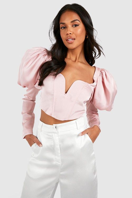 Sequin Puff Sleeve Corset Top