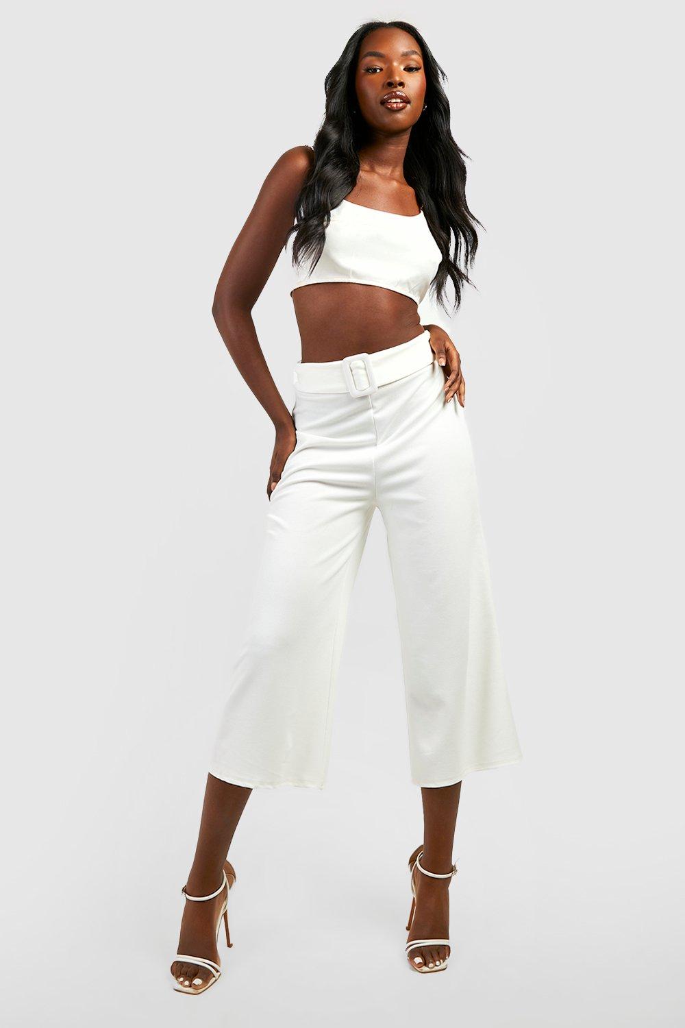 Stradivarius tailored culotte trouser in white  ASOS